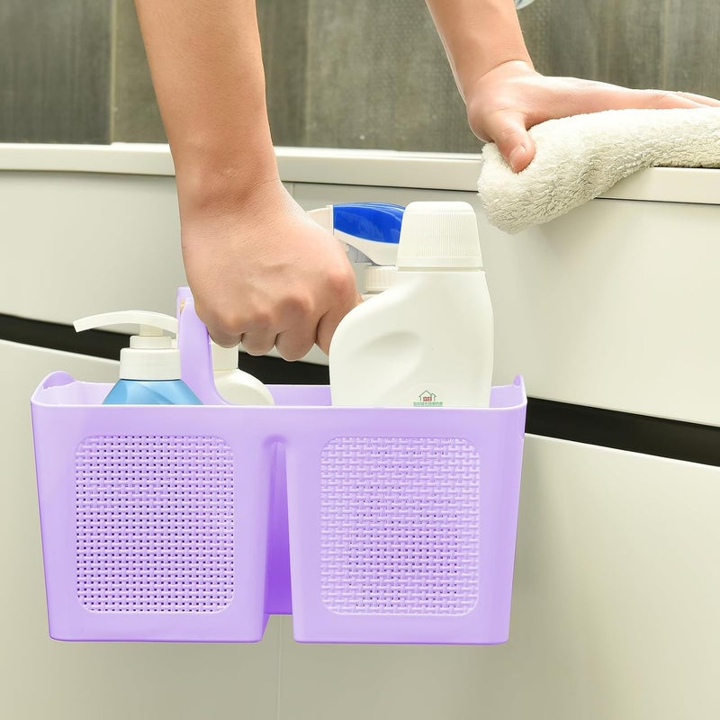 A-Link Portable Shower Caddy Basket with Compartments, Plastic Divided Cleaning Caddy Organizer Storage Tote with Handle for Bathroom, College, Dorm Room Essentials - Purple - Image 5